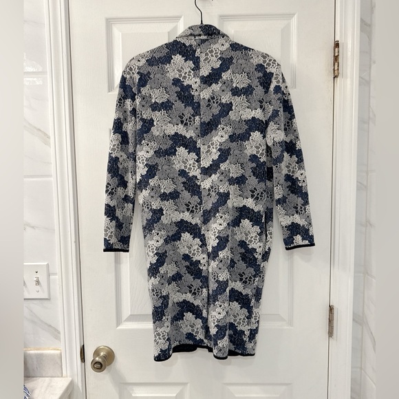 Philosophy Blue and White Floral Open-Front Long Knit Cardigan - Picture 2 of 6